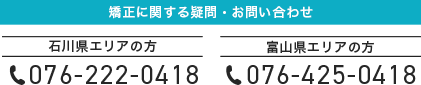 矯正に関する疑問・お問い合わせ 076-425-0418